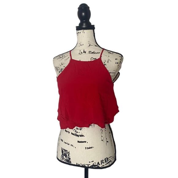 Forever 21 Red Ruffled Crop Top - Size S - Picture 1 of 4